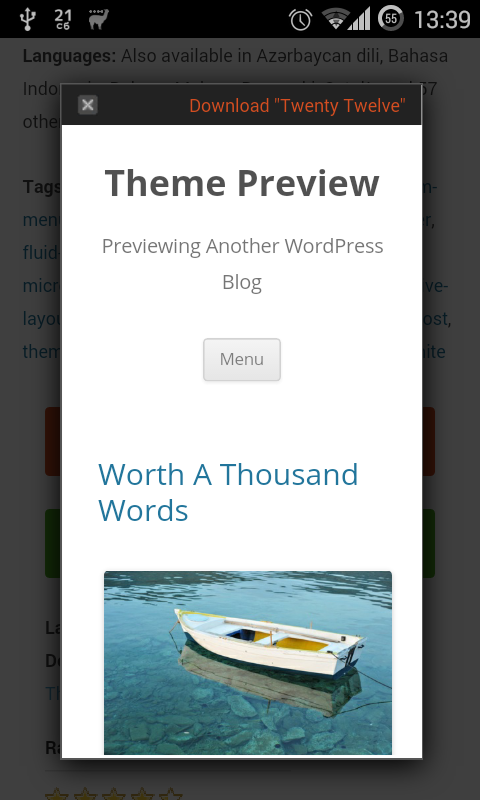WordPress: Убрать кнопку Меню из мобильной версии блога с шаблоном Twenty Twelve