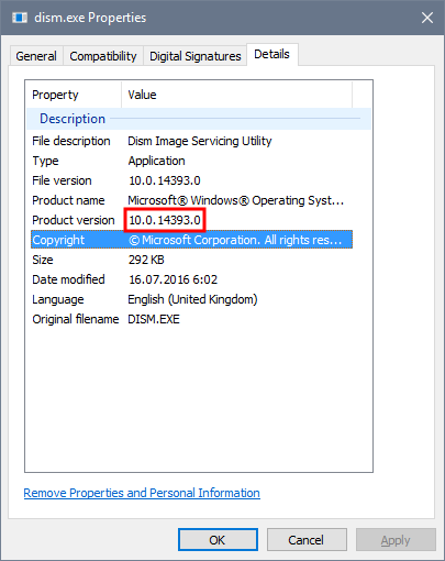 Windows: Узнать номер сборки и версию из дистрибутива