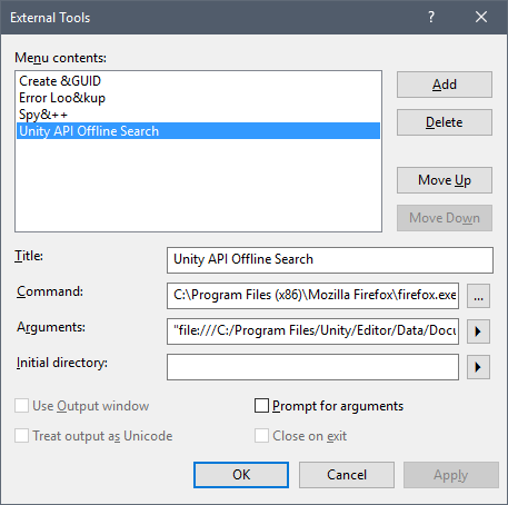 Visual Studio: Вызвать встроенную справку по функциям Unity