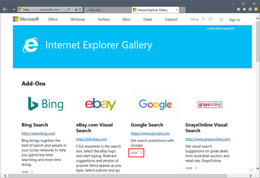 Internet Explorer: Сменить поисковую систему.