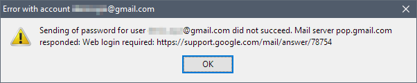Thunderbird: Не принимается пароль на почту gmail
