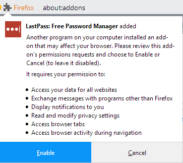 Firefox: После перезапуска браузера LastPass опять требует ввести пароль