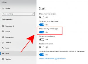Windows 10: Убрать из меню Пуск группу 'Recently Added'