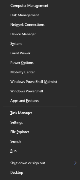 Windows 10: Изменить меню Power User (WinX)