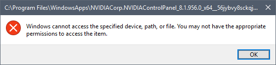 Windows 10: Не удаётся запустить панель управления NVIDIA
