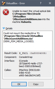 VirtualBox: Невозможно открыть VBox Guest Additions