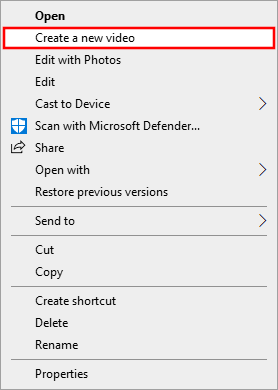 Windows 10: Удалить пункт меню Create a new Video