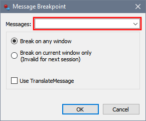 x64dbg: Пустое поле Message Breakpoint