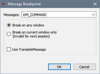 x64dbg: Пустое поле Message Breakpoint