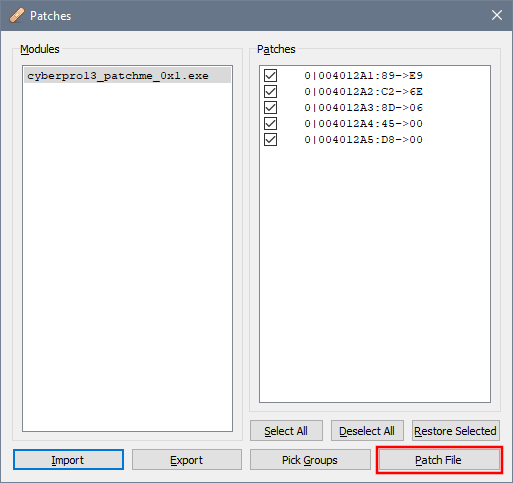 x64dbg: Пример работы с файлом CyberPro13_PatchMe_0x1.exe