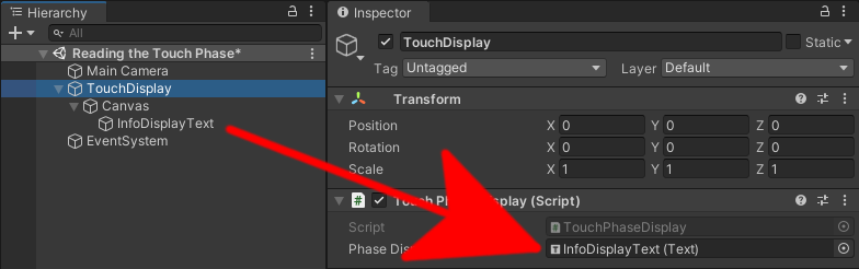 Unity: Урок (1/3) Touch Input for Mobile Scripting - TouchPhaseDisplay