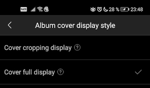 HiBy Music Album Cover full display settings